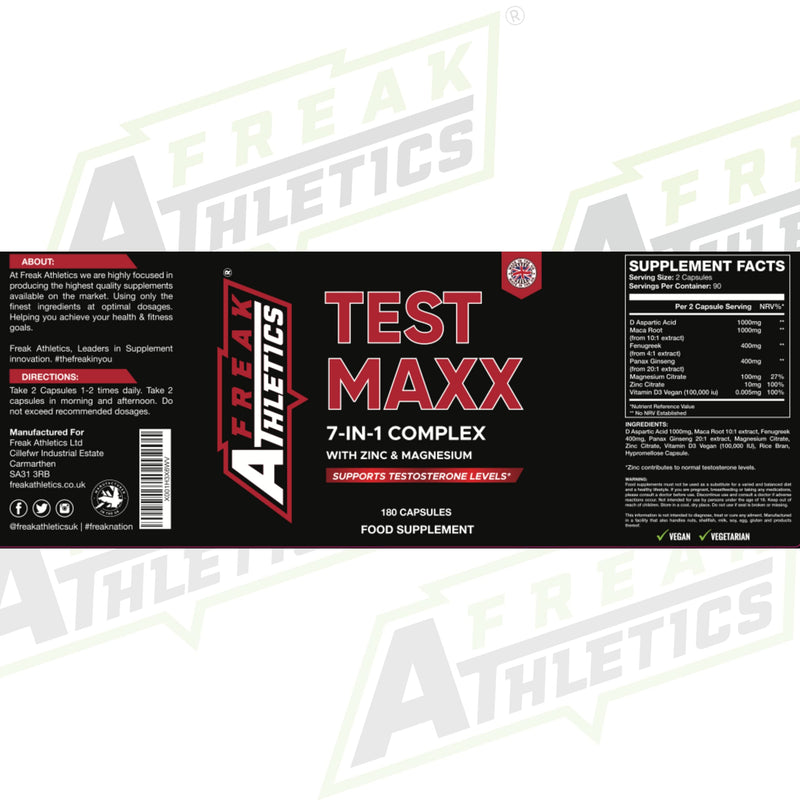 Test Maxx Booster for Men - Supplements for Men 180 Capsules - 7 Powerful Active Ingredients & Vitamins Including Zinc, Maca Root Extract, Fenugreek, Ginseng - Made in The UK - BeesActive Australia