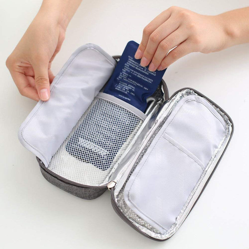 Travel Insulin Cool Bag by HEALUA- Diabetic Organizer Portable Medical Travel Cooler Case Pack with 2 X 48 Hour Extra Cool Reusable Ice Packs, Thermometer & Used Needle Pouch - Carry On Approved Size 1 Count (Pack of 1) - BeesActive Australia