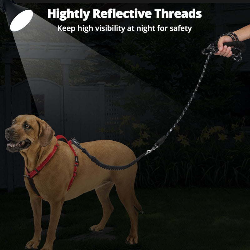 Dog Leash - 3/4/5/6/10/15/20/30/50/100/150FT Heavy Duty Leash with Swivel Lockable Hook and ,Reflective Threads Bungee Dog Leash Comfortable Padded Handle for Walking for Small Medium Large Dog Black 10ft*1/3'' - BeesActive Australia