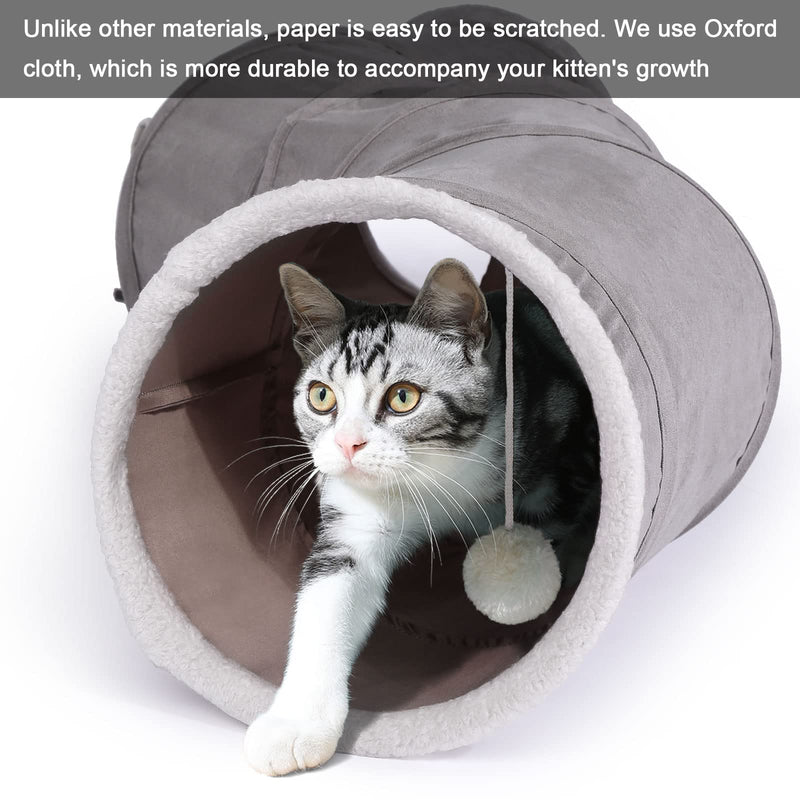 Ownpets Cat Tunnel 48 inch Long S-Shape Collapsible Cat Play Tunnel with Interactive Feather Wand Large Pet Tunnel Tube Toy for Cat Kitten Kitty Puppy Rabbit - BeesActive Australia