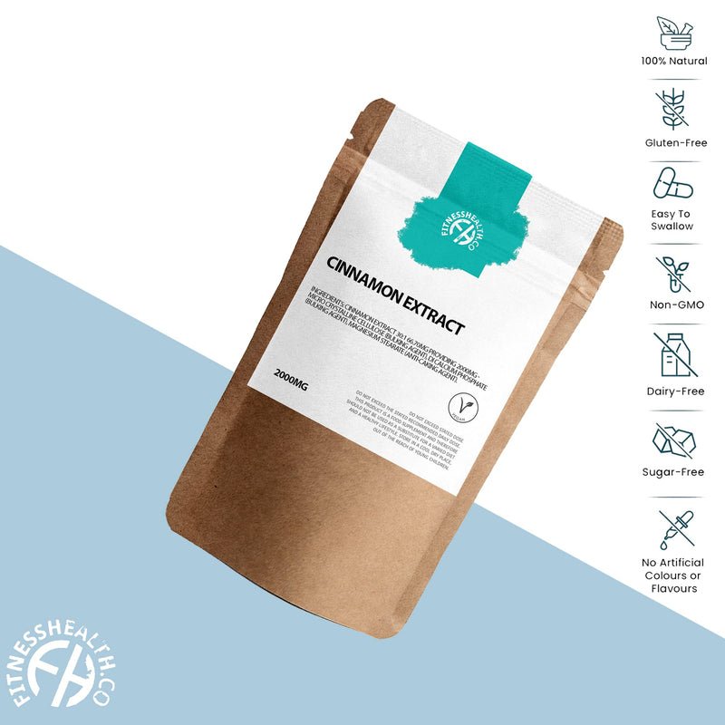 Fitness Health Cinnamon Tablets 2000mg Cinnamon bark Extract UK Made (120 Tablets) - BeesActive Australia