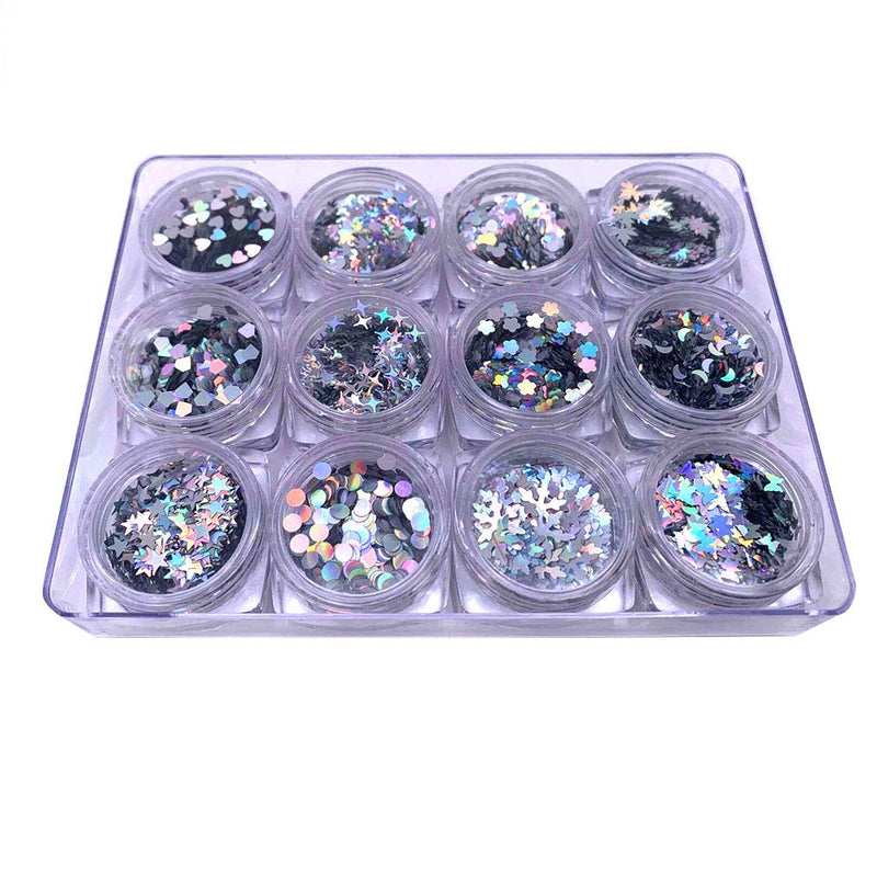 3D Holographic Butterfly Laser Nail Glitter Splarkly Nail Sequins Flake 12 Shape Star Moon Flame Mapple Heart Acrylic Manicure Ultrathin Face Body Glitters for Nail Art Decoration & DIY Crafting - BeesActive Australia