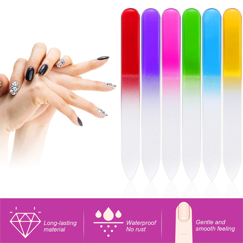 48 Pieces Nail Files Glass Nail Files Fingernail File Nail Care Manicure Tools Set Rubber Nail Cuticle Pusher, Gradient Rainbow Color Buffer Manicure for Women Men Natural Nail 3.54 x 0.4 x 0.12 Inch - BeesActive Australia