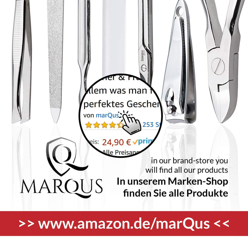 marQus Manicure Set Solingen Made in Germany - 7 piece stainless steel exclusive finger & toe nail clippers set in real leather case, made in Solingen Germany* (except for clippers) Blue - BeesActive Australia