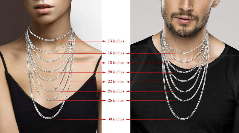 Miabella Italian 925 Sterling Silver 3.5mm Curb Cuban Link Chain Necklace, Solid Diamond Cut Sterling Silver Chain for Men Women Made in Italy Length 22 Inch (men's average length) - BeesActive Australia