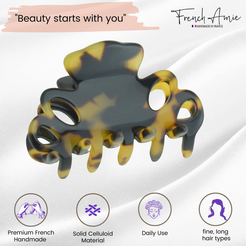 French Amie Orchids Small 2" Tokyo Handmade Cellulose Acetate Flexible Jaw No Slip Grip Covered Spring Hair Claw Clip Clamp Clutcher for Women and Girls, Made in France (Tokyo) - BeesActive Australia