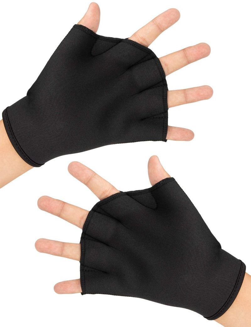 FitsT4 Aqua Gloves Webbed Paddle Swim Gloves Fitness Water Aerobics and Water Resistance Training for Men Women Children Black Small - BeesActive Australia