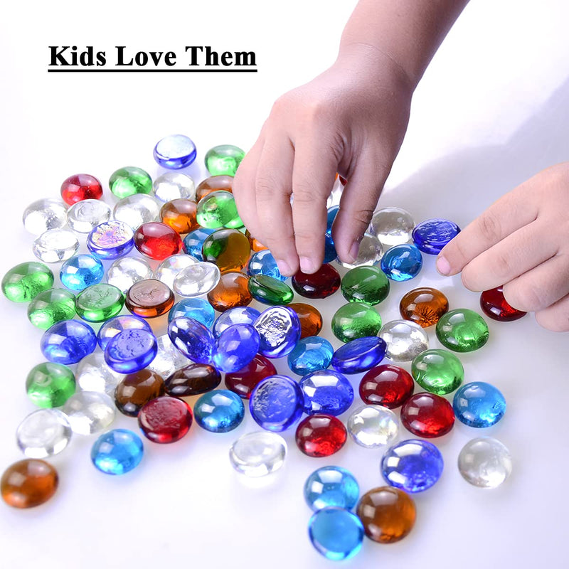 KINGOU Flat Glass Marbles, 15.5 OZ Premium Mixed Color Glass Flat Gems Vase Filler Beads Aquarium Pebbles DIY Craft Table Scatter Décor, (17-19mm, Approx. 3/4") … Flat Glass Beads - BeesActive Australia