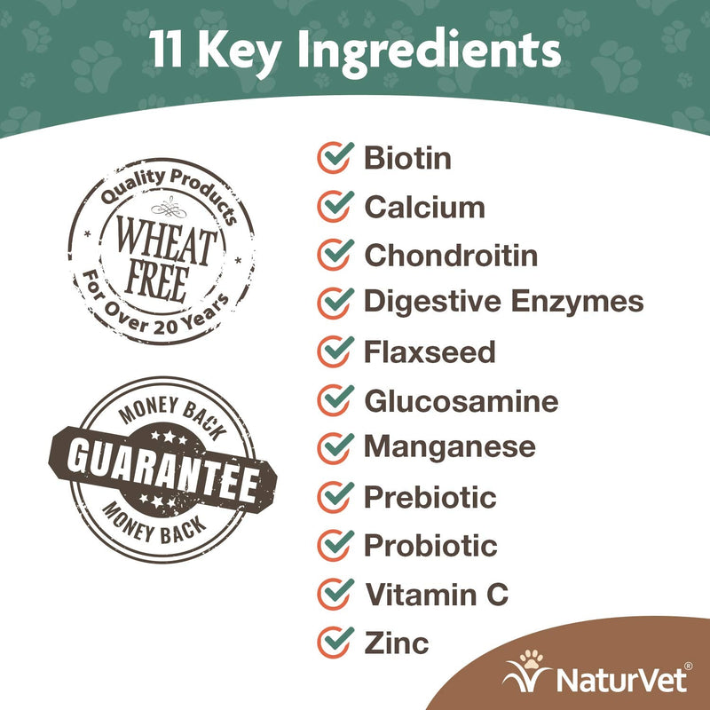 NaturVet All-in-One Dog Supplement - for Joint Support, Digestion, Skin, Coat Care – Dog Vitamins, Minerals, Omega-3, 6, 9 – Wheat-Free Supplements for Dogs 120 Soft Chews - BeesActive Australia
