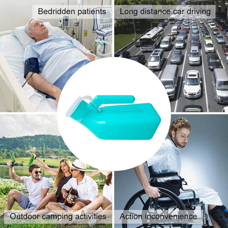 Atoke 2 Pack Male Urinal Urine Bottle for Men, Thick Portable Pee Bottle with Lid for Travel,Hospitals, Emergency, and Camping Green - BeesActive Australia