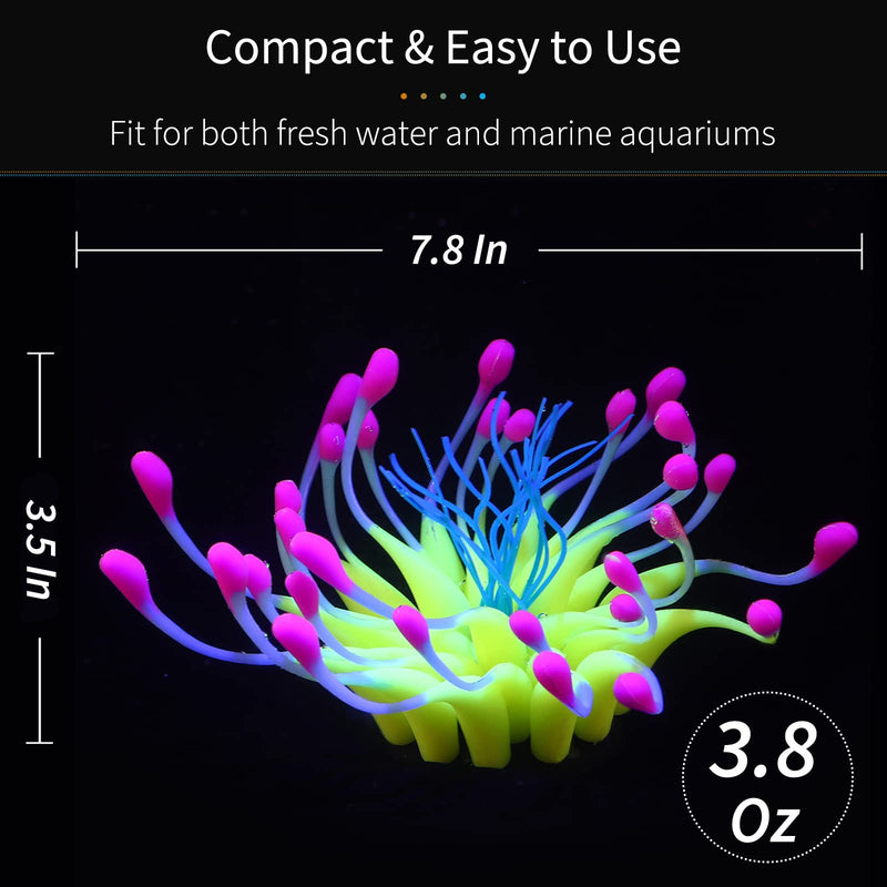 Uniclife Glowing Effect Silicone Artificial Gooseneck/Sunflower Coral Plant for Fish Tank, Aquarium Landscape Decoration, Fish Tank Decorations Yellow - BeesActive Australia