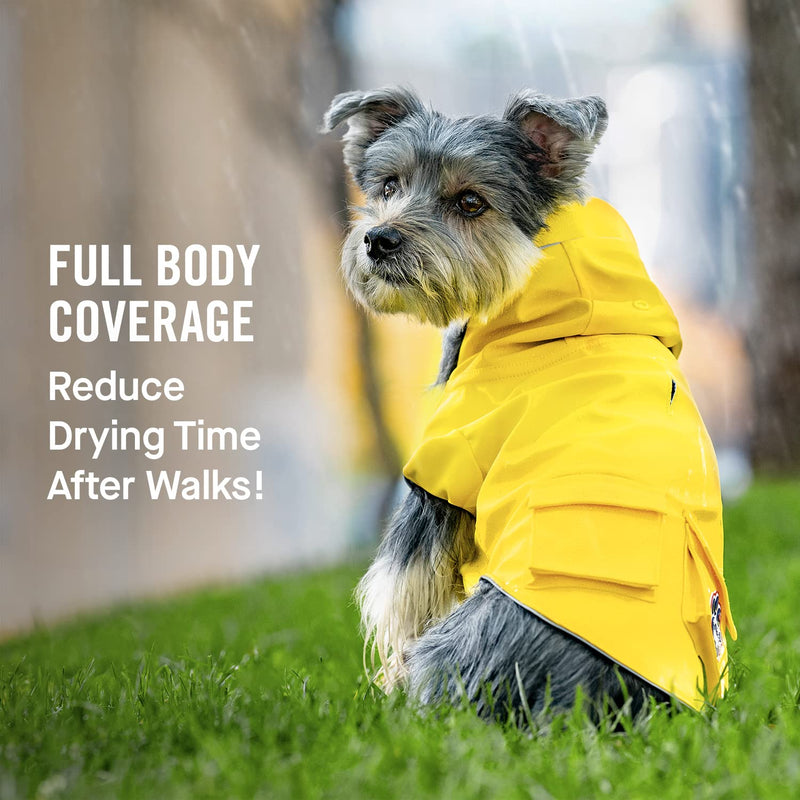 Canada Pooch Dog Rain Jacket Pet Raincoat Waterproof Material - Torrential Tracker 24 (23-25" back length) Yellow - BeesActive Australia