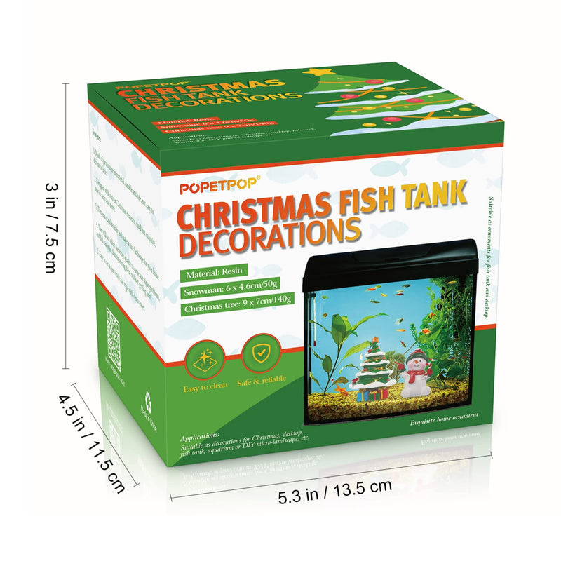 POPETPOP 2Pcs Christmas Aquarium Decorations- Resin Fish Tank Decoration Christmas Tree Snowman Micro Landscape Ornaments for Holiday Fish Tank Supplies Table Decor Christmas Tree + Snowman - BeesActive Australia