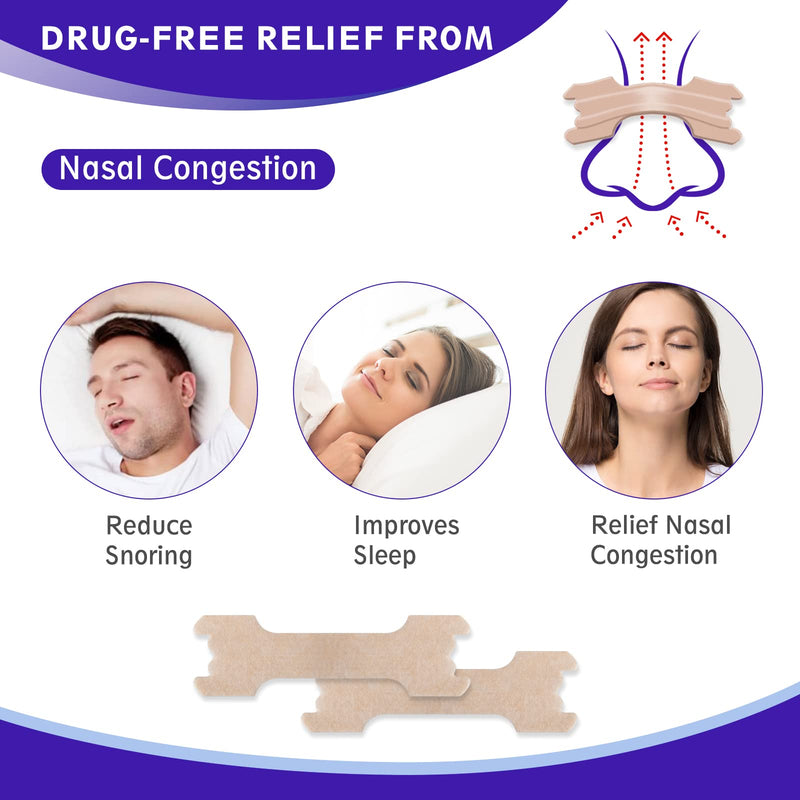 Nasal Strips, 120 Pieces Drug-Free Nose Strips to Stop Snoring and Relieve Nasal Congestion Improves Sleep Nasal Strips Snoring Anti Snore Strips - BeesActive Australia