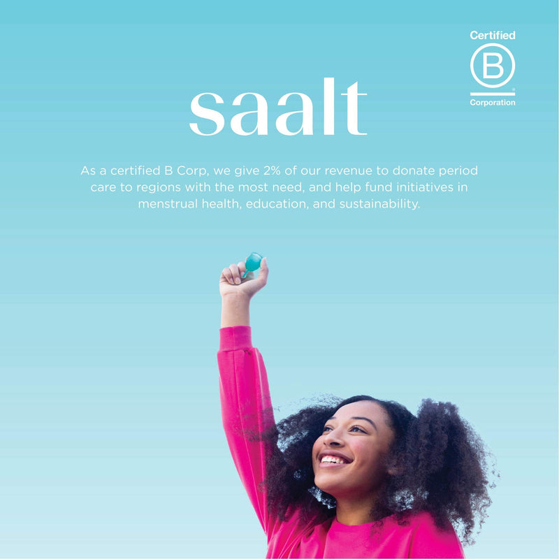 Saalt Teen Menstrual Cup - Best Sensitive Reusable Cup - Wear for 12 Hours - Tampon and Pad Alternative (Aqua Green) Aqua Green - BeesActive Australia