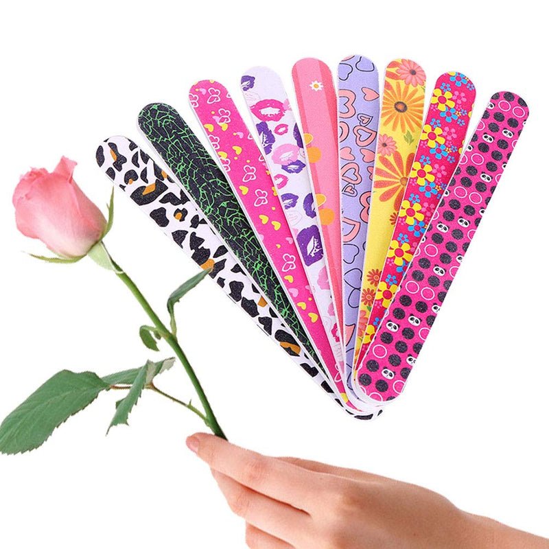 Lurrose 50pcs Printing Emery Boards Double Sided Nail File Buffers Manicure Tools (Random Pattern) - BeesActive Australia