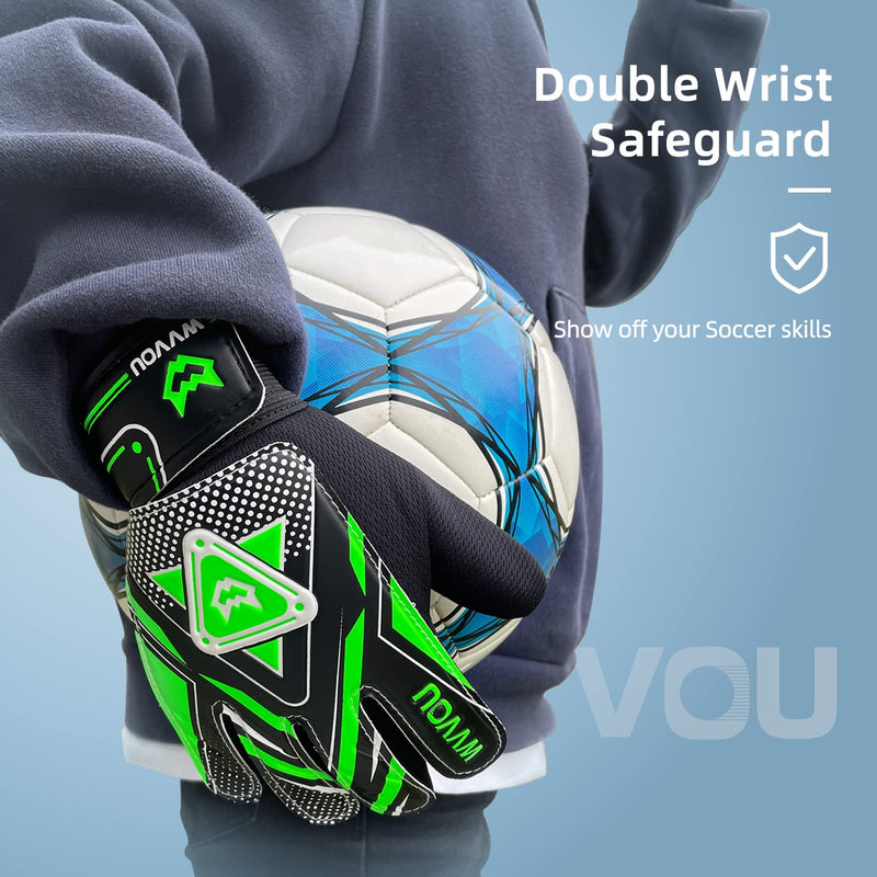 WVVOU Goalkeeper Gloves for Kids Youth, Soccer Goalie Gloves with Double Protection, Anti-Slip Soccer Gloves, Super Grip 6 Green - BeesActive Australia