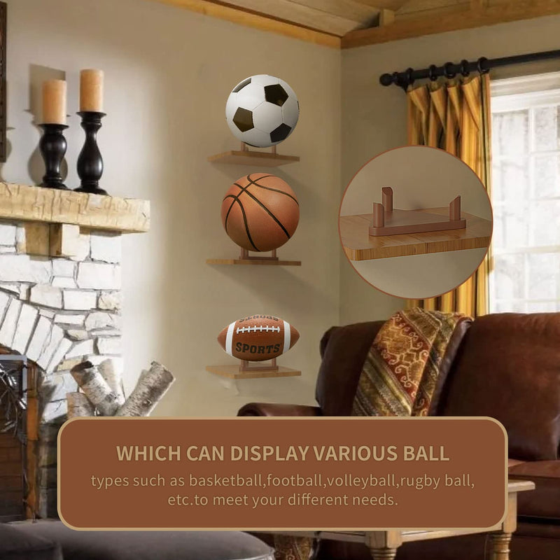 Ball Stand Holder,Ball Display Stand Wooden for Football Basketball Stand Soccer Ball Holder,Rugby Ball Volleyball Sports Ball Storage Rack Made of Solid Wood,Trophy Autograph Memorabilia Display Case - BeesActive Australia