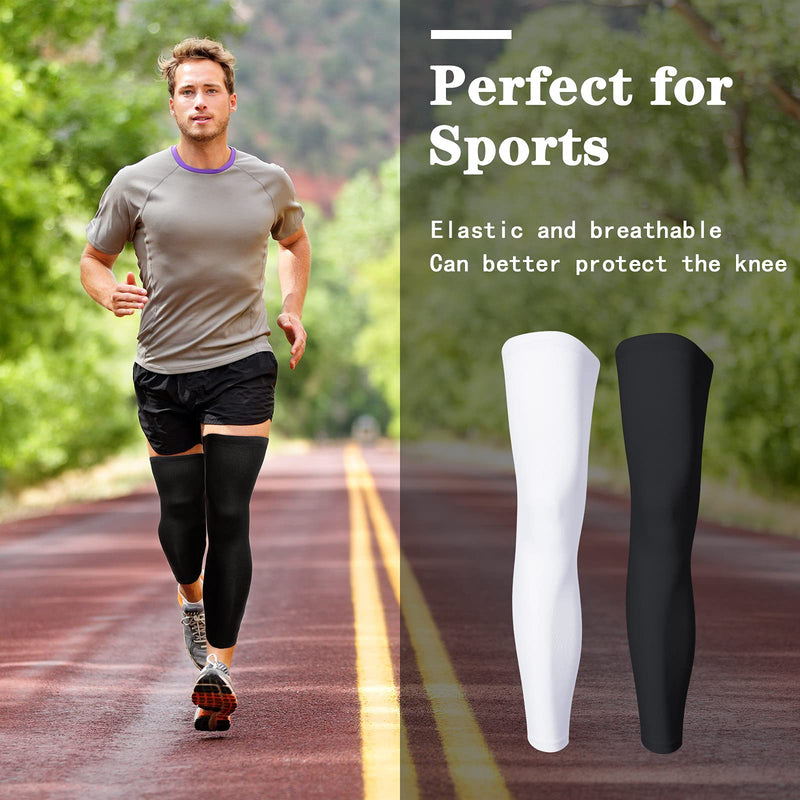 Skylety Compression Leg Sleeve Full Length Leg Sleeves Sports Cycling Leg Sleeves for Men Women, Running, Basketball Black and White Medium - BeesActive Australia
