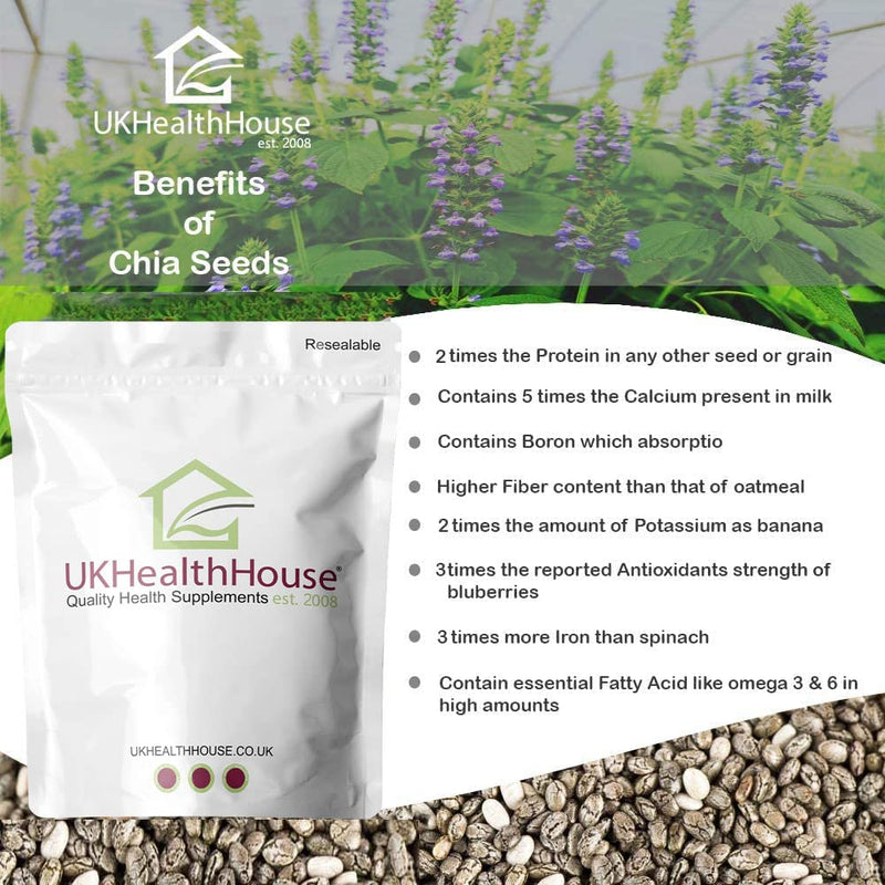 Certified Organic Chia Seeds - All Natural - Omega 3 & Fiber - Weight Loss (1kg) 1kg - BeesActive Australia
