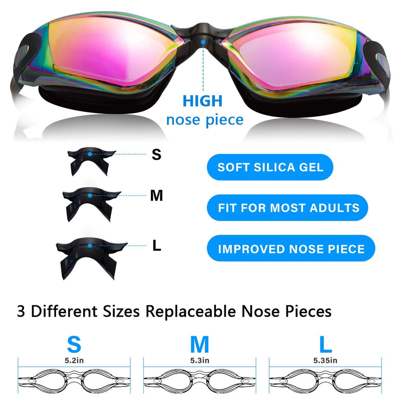 Keary 2 Pack Anti-Fog Swim Goggles for Adult Youth, Anti-UV Waterproof Triathlon Pool Goggles with 3 Nose Pieces Aqua/Pink(2 Pack) - BeesActive Australia