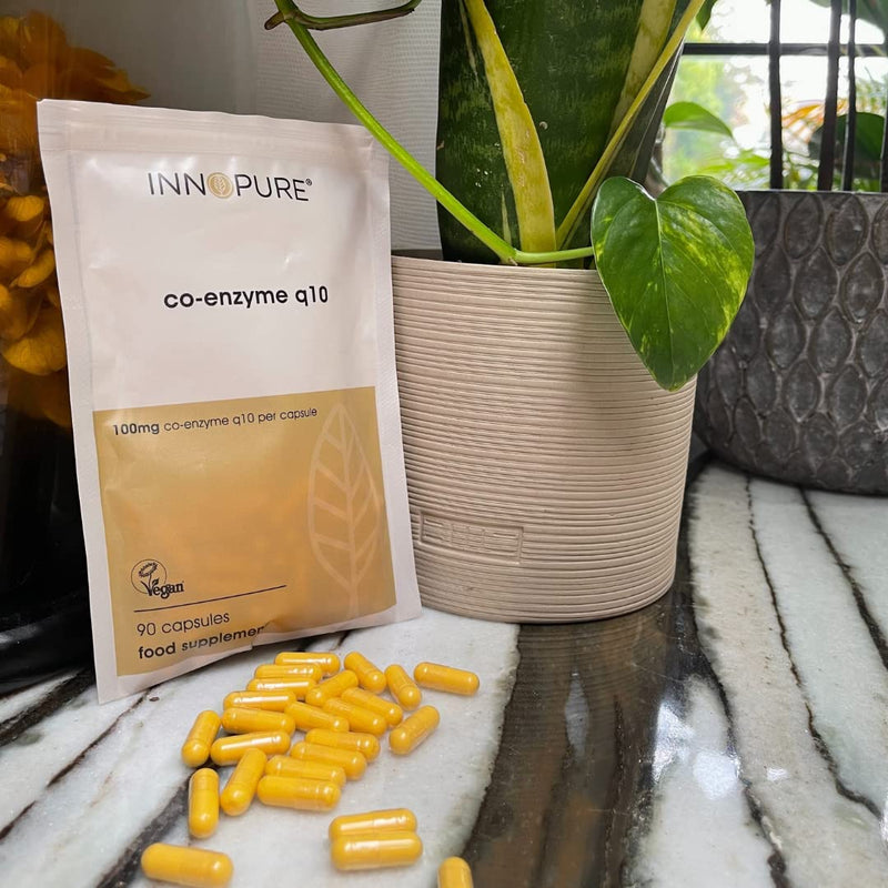 INNOPURE CoQ10 Pure Coenzyme Q10 100mg, Naturally Fermented Supplement, Vegan Society Approved, 90 Capsules, Made in The UK - BeesActive Australia