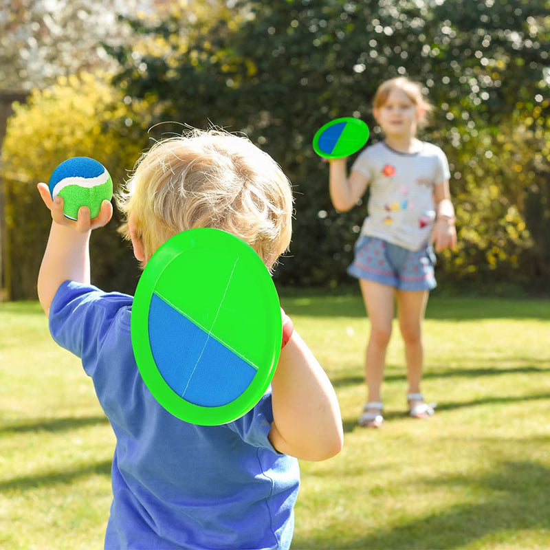 Toss and Catch Ball Set Paddle Ball and Catch Game for Kids Adults Beach Yard Lawn Outdoor Indoor 2 Sticky Paddles 2 Balls and 1 Bag Blue&green 2 paddles - BeesActive Australia
