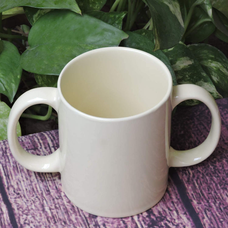 Dual Handle Mug | Two Handled Ceramic Drinking Mug for Secure Hold | 11.83 Fl. Oz. (350 Ml) - Yellow Color - BeesActive Australia