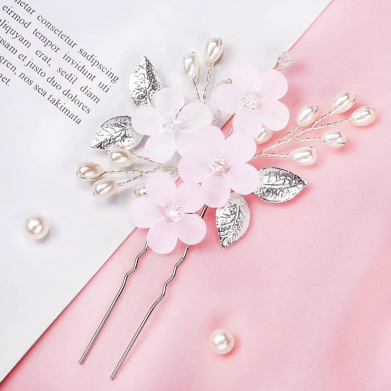 MELLIEX 5 Pcs Bridal Hairpins, Pearl Rhinestone, Flower Hair Clips, Silver Jewelry Wedding Headpiece Hair Accessories for The Bride and Bridesmaid - BeesActive Australia