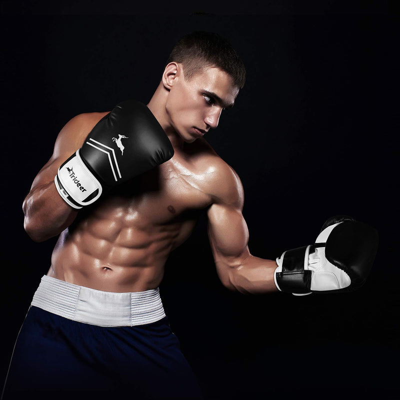 Trideer Pro Grade Boxing Gloves for Men & Women, Kickboxing Bagwork Gel Sparring Training Gloves, Muay Thai Style Punching Bag Mitts, Fight Gloves Black 8 - BeesActive Australia