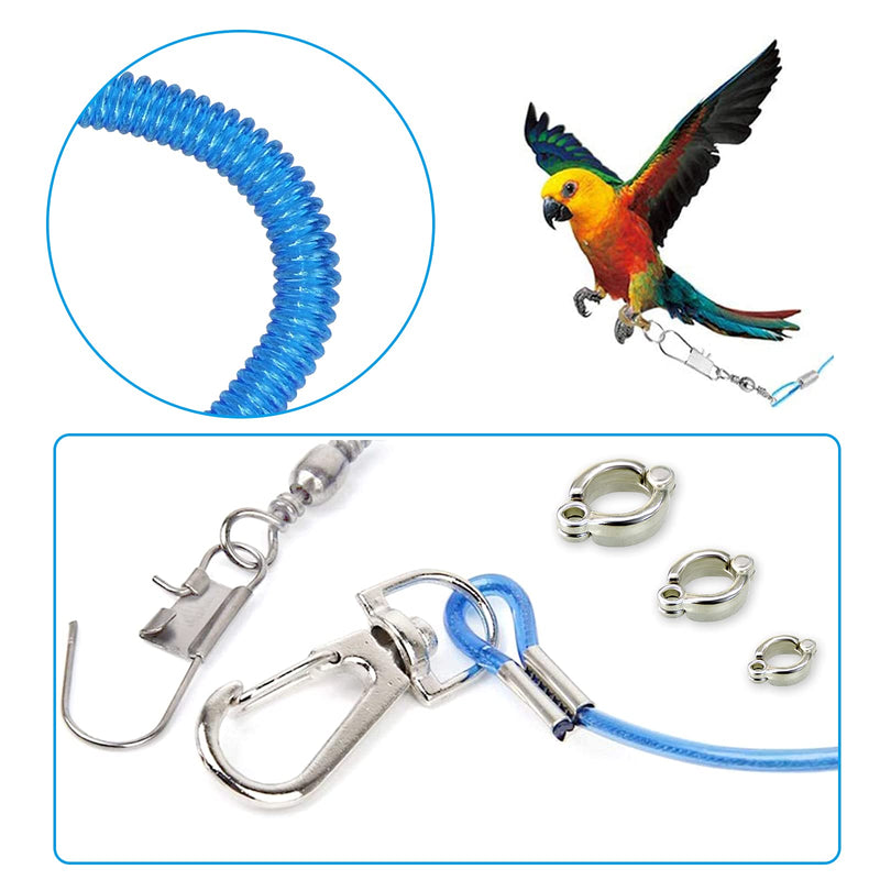 Wishlotus Parrot Flying Rope, 5 Meters Parrot Foot Chain Flying Training Leash Outdoor，Anti-Bite Elastic String Training Harness for Agapornis Fischeri Cockatiels Starling Birds blue - BeesActive Australia