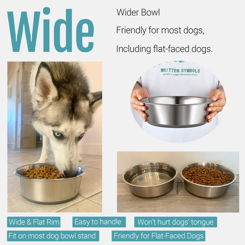 Stainless Steel Metal Dog Bowls | Nonslip Rubber Bottom Design | Ideal Food Water Bowls Set for Small, Medium, and Large Sized Dogs For Medium Dog Breeds A_2 Pack Bowls - BeesActive Australia