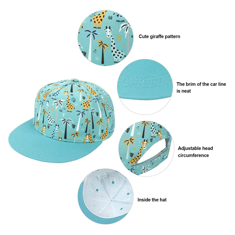 Muryobao Toddler Kids Boys Girls Adjustable Dad Hat Baseball Trucker Cap for Outdoor UV Protection Age 1-8 4-8 Years Cyan-giraffe - BeesActive Australia