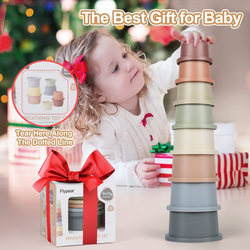 Flypear Stacking Cups Toy for Baby 6-12 Months, 8PCS Nesting Cups Set for Toddler 1-3, Kids Bathing and Counting Stackable Toy for Early Educational Learning, Best Gift for Boys and Girls Original - BeesActive Australia