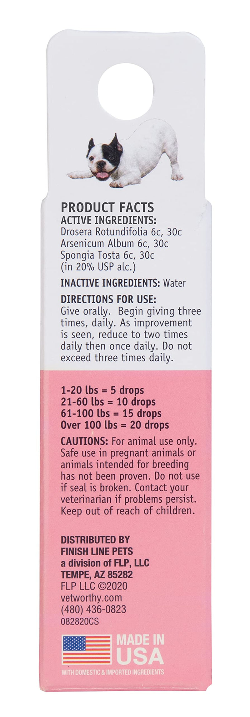 Vet Worthy Kennel Cough Drops for Dogs - Dog Supplement for Dry Kennel Cough Relief - Dog Cough Remedy with Drosera Rotundifolia, Arsenicum Album, Spongia Tosta - 0.5oz - BeesActive Australia