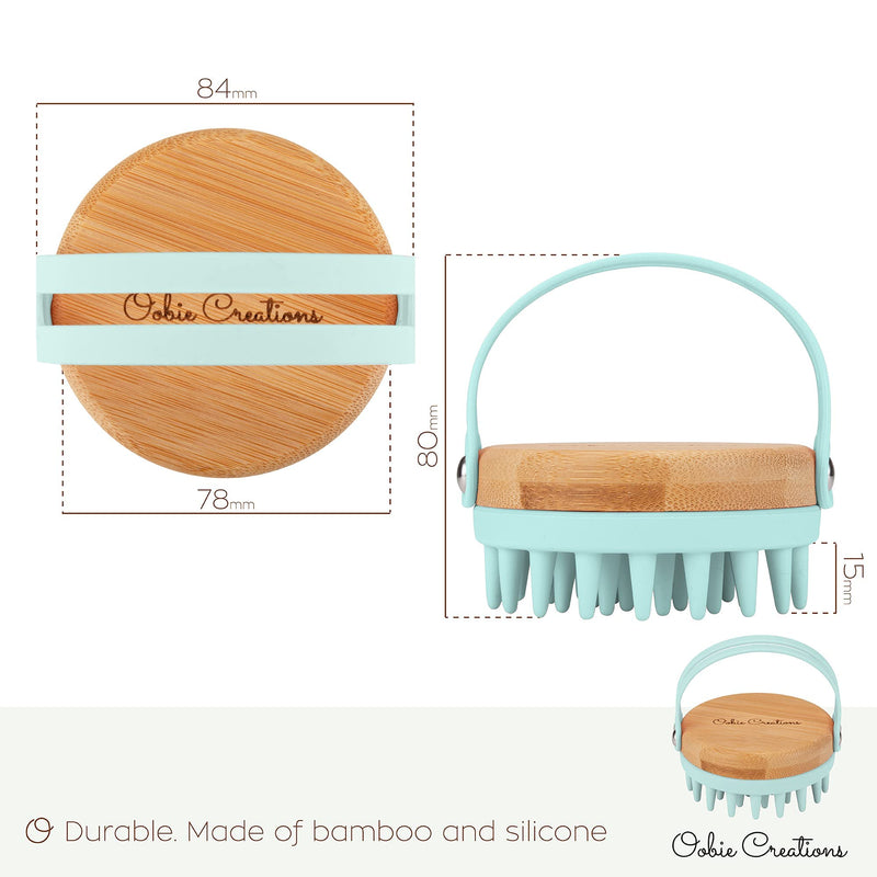 Oobie Creations Scalp Massager Shampoo Brush with Soft Exfoliating Silicone Bristles and Bamboo Grip - Baby Blue - 1 PCS - BeesActive Australia