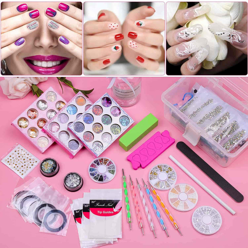 Nail Art Kit, Paxcoo Nail Art Supplies Nail Design Tools Kit Includes Nail Rhinestones Crystals Gems, Nail Brushes, Nail Sequins and Nail Design Tools for Acrylic Nails with Gift Box - BeesActive Australia