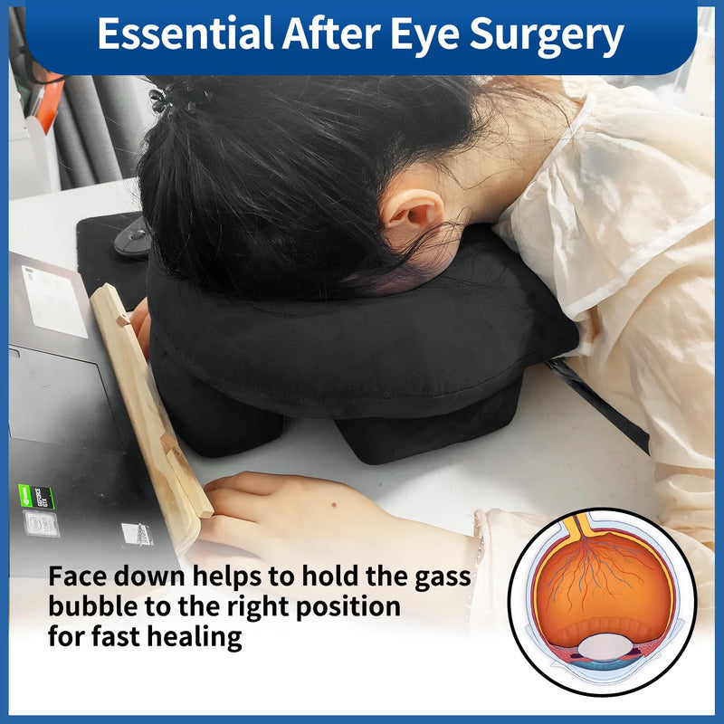 Breathe Easy Face Down Pillow, Face Down Pillow After Eye Surgery or BBL Recovery, Retinal Detachment Vitrectomy Recovery Equipment, Face Down Pillow For Sleeping, Home Massage Headrest, Black - BeesActive Australia