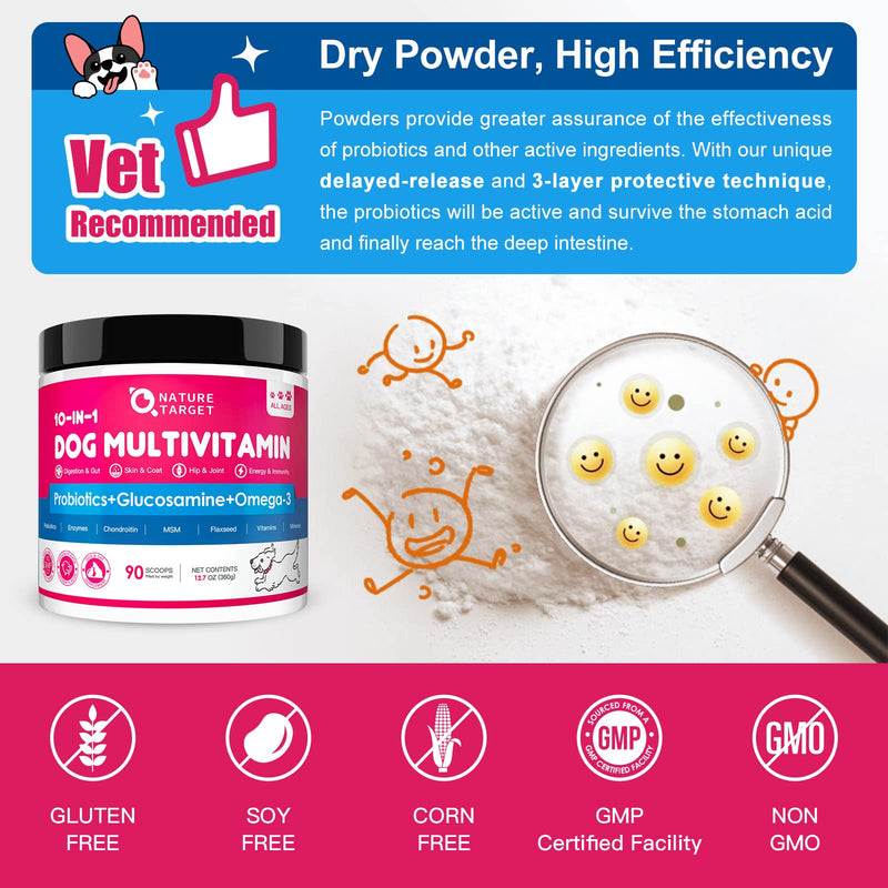 Dog Vitamins, Probiotics for Dogs Powder, Glucosamine & Chondroitin & MSM, with Prebiotics and Digestive Enzymes, Omega 3, Digestive & Gut Health, Joint & Immune & Heart Support, Dog Allergy Relief Chicken - BeesActive Australia
