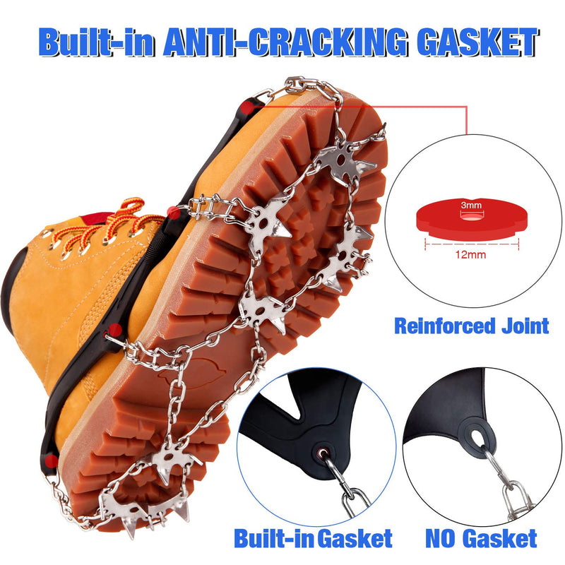 AUHIKE Crampons Ice Cleats Traction Snow Grips Traction Cleats System Safe with Tear-Resistant Gasket Protect for Hiking Fishing Jogging Mountaineering Walking Black Small - BeesActive Australia