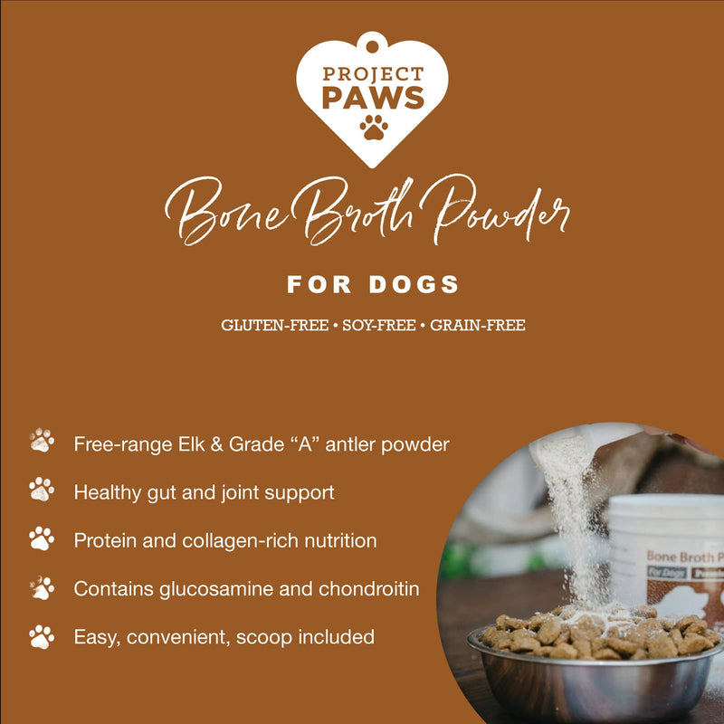 Bone Broth for Dogs with Powdered Elk Antler and Bone - Collagen and Mineral Rich Food Topper for Dogs - Whole Food Superfood Powder Multivitamin for Dogs - 4 oz - BeesActive Australia