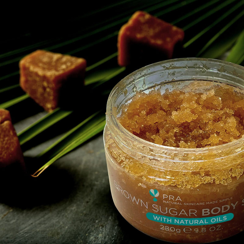 PraNaturals Brown Sugar Body Scrub - Natural Exfoliating Body Scrub - Gently Removes Dead, Dry Skin Cells - 280g - BeesActive Australia