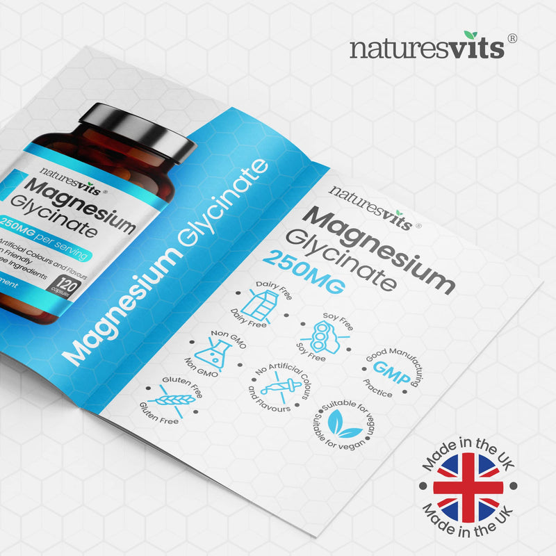 Magnesium Glycinate Capsules, 250 mg - Bisglycinate Natural Night Time Supplement to Promote Sleep and Calm, Reduce Restless Legs and Relieve Muscle Cramps - Suitable for Women and Men - BeesActive Australia