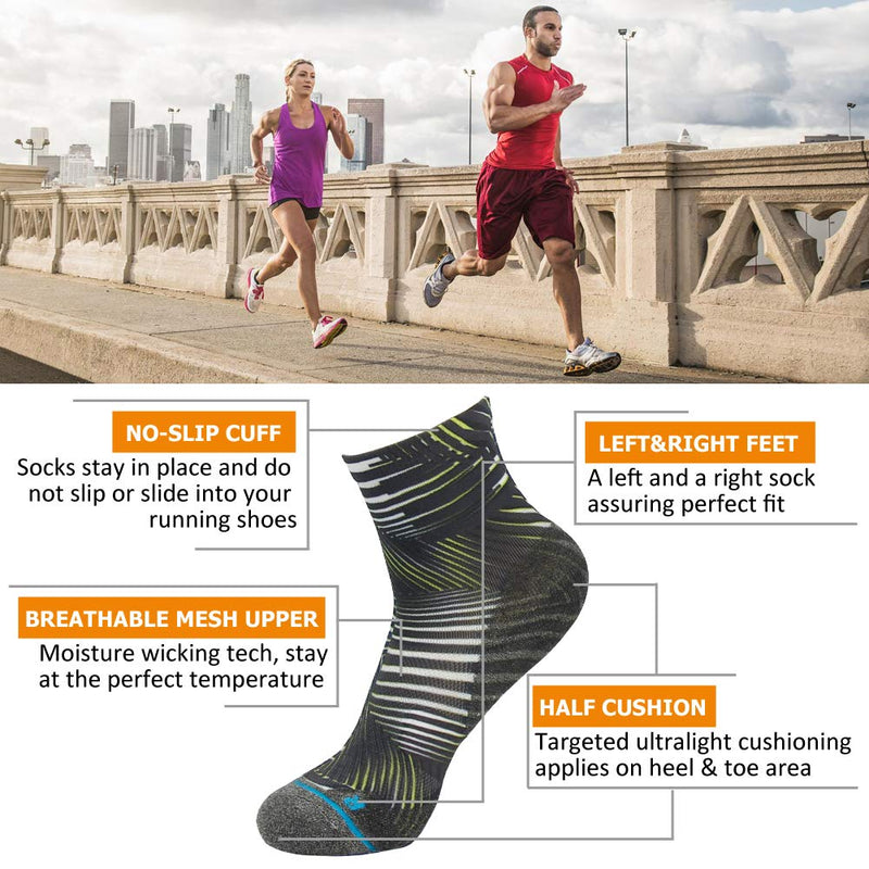 HUSO Unisex Digital Printed Quick Wicking Quarter Hiking Socks 4 Pairs 4-multicolour36 - BeesActive Australia