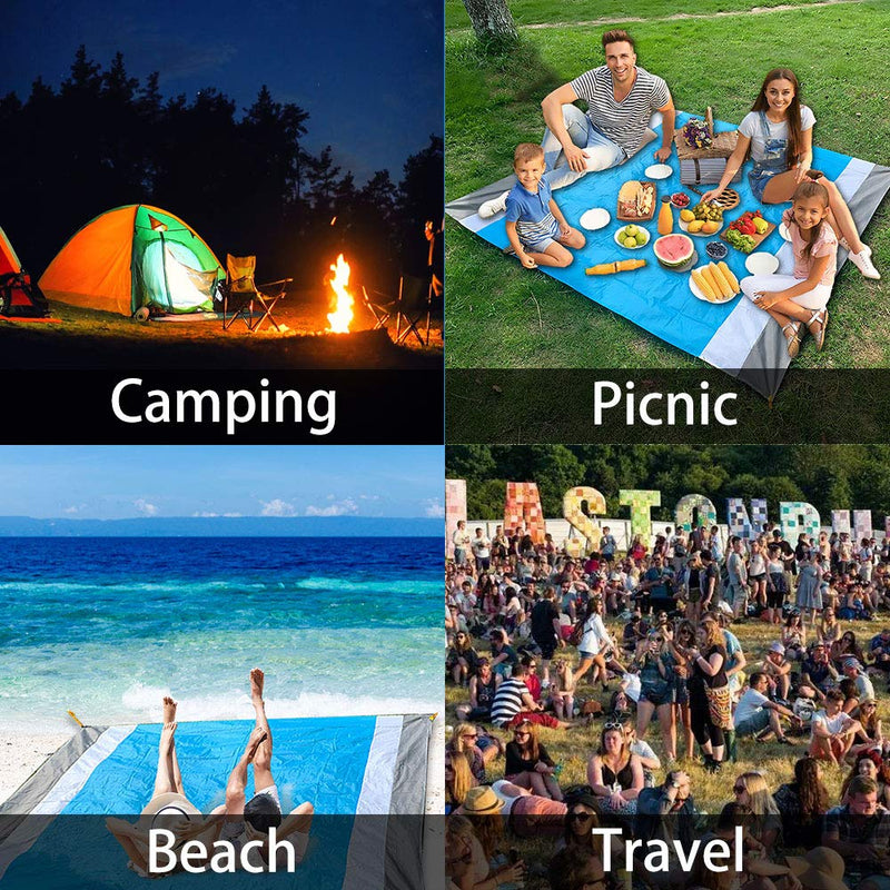 Yosnie Sandfree Beach Blanket,79''×83'' Waterproof Portbale Picnic Blanketswith 4 Stakes for 4-7 Adults,Oversized Lightweight Outdoor Beach Mat for Picnic, Camping, Travel, Hiking - BeesActive Australia