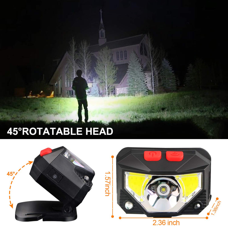 Soft Digits Headlamp Flashlight, 1100 Lumens USB Rechargeable Headlight, 8 Modes Work Light, Waterproof Head Lights with Motion Sensor and Built in Batteries for Outdoors, Household, 2Pack - BeesActive Australia