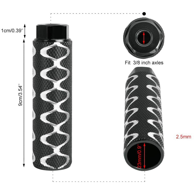 OUTLETNY Bike Pegs, 3/8 inch - 26 Teeth Aluminum Alloy Bike Pegs Anti-Skid Foot Pedals BMX Pegs Rear Axles Stunt Pegs 2Pcs Black - BeesActive Australia