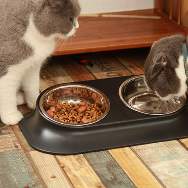 SUOXU Cat Bowls, Protect The Cervical Spine 15° Inclined Double Bowl Cat Food Bowl, Anti-Skid&Anti-Spill Cat Dog Water Bowl, Suitable for Pet Feeding Bowl for Cats and Small Dogs Double bowl set - BeesActive Australia