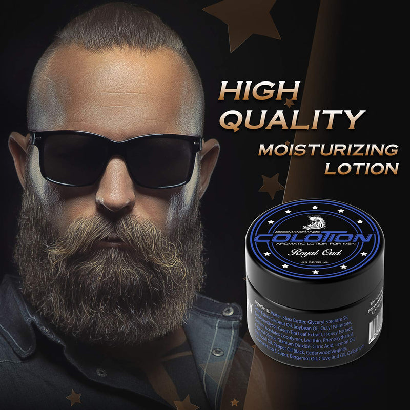 Bossman Colotion - 2 in 1 Men's Lotion and Cologne - Moisturizer and Hydrating Scented Body Lotion - Beard Softener Cream for Men (Royal Oud) Royal Oud - BeesActive Australia