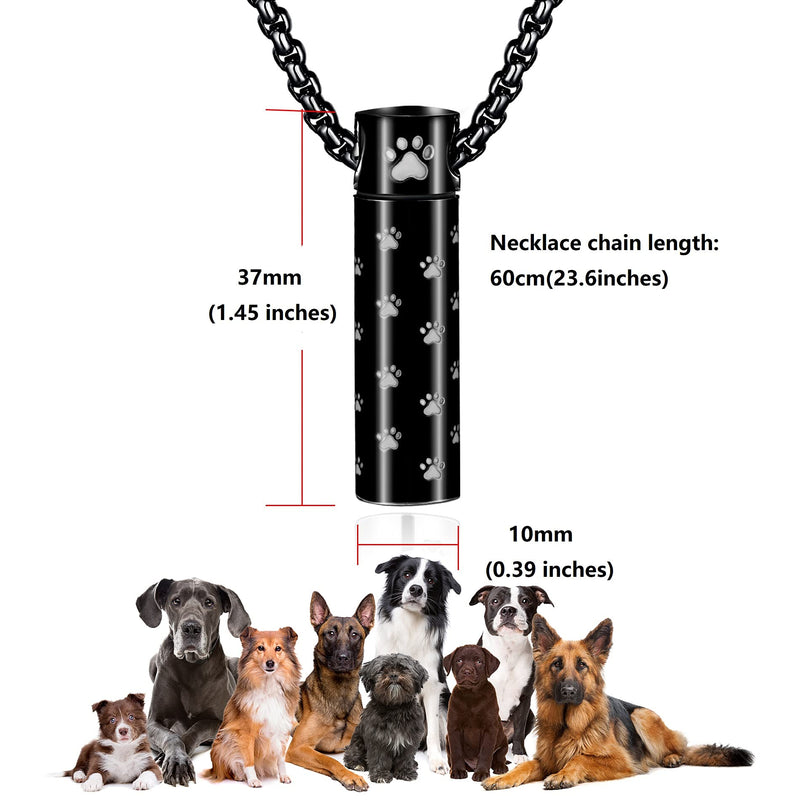 Dog Urn Necklaces For Ashes Paw Print Ashes Urn Pendant Necklace Cylinder Cremation Necklace For Pet Ashes Urn Necklace For Puppy Pet Memorial Keepsake Jewelry pet-claw-black - BeesActive Australia